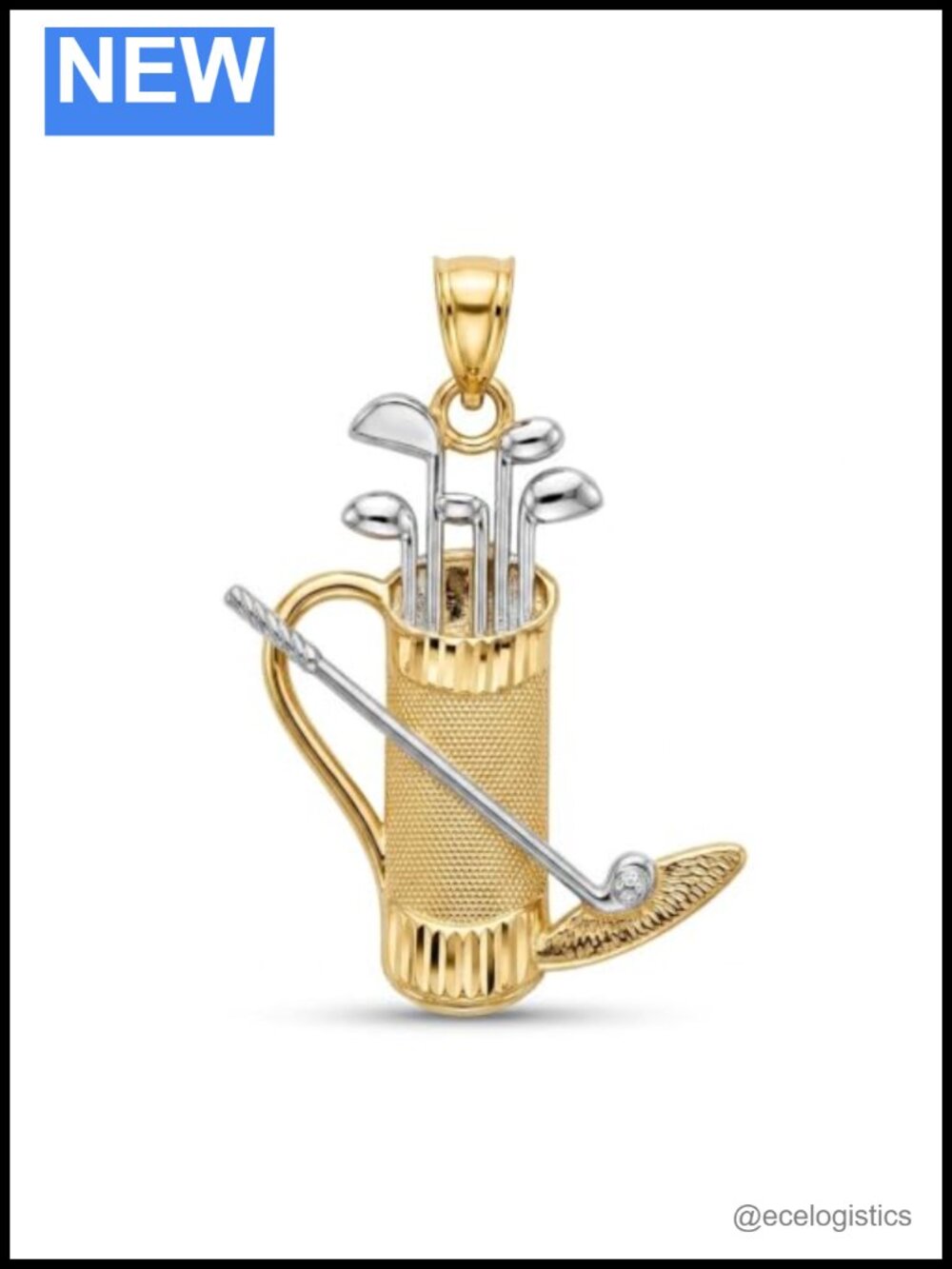10K Gold Golf Charm Pendant Necklace Golf Jewelry Gift